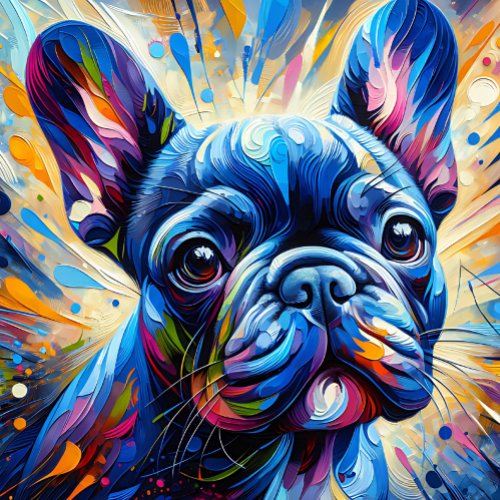 French Bulldog Blue Acrylic Print  Colorful Jigsaw Puzzle