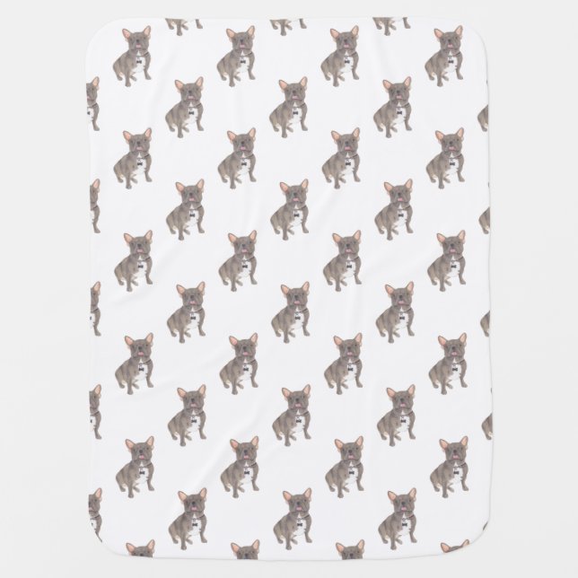 French Bulldog (Blue Grey Silver Chocolate Lilac) Baby Blanket (Front)
