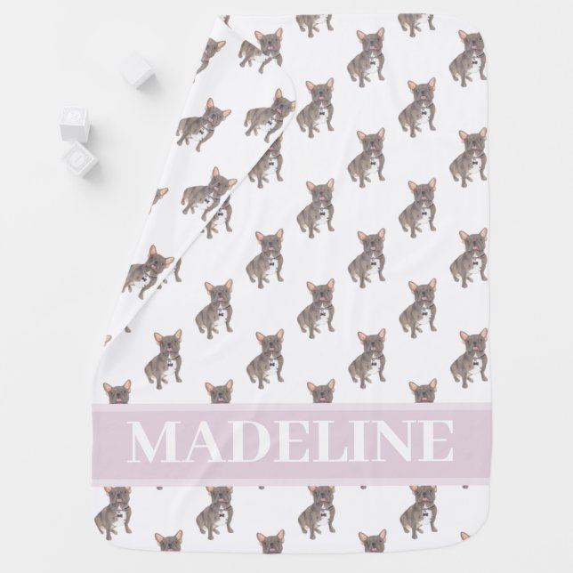 French Bulldog (Blue Grey Silver Chocolate Lilac)  Baby Blanket (In Situ)