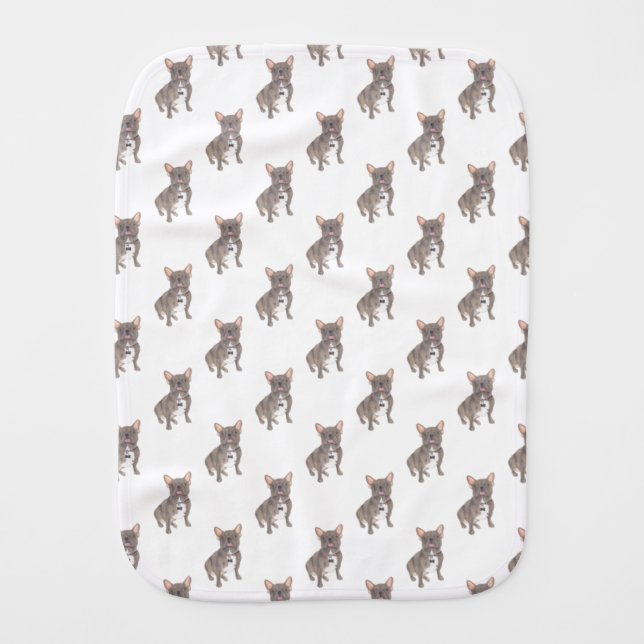 French Bulldog (Blue Grey Silver Chocolate Lilac) Baby Burp Cloth (Front)