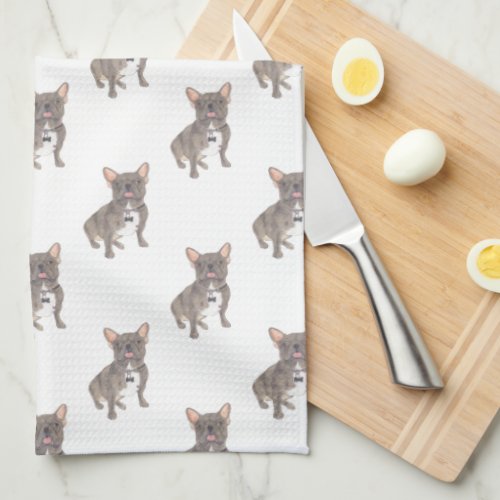 French Bulldog Blue Grey Silver Chocolate Lilac Kitchen Towel