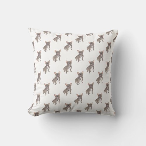 French Bulldog Blue Grey Silver Chocolate Lilac Throw Pillow