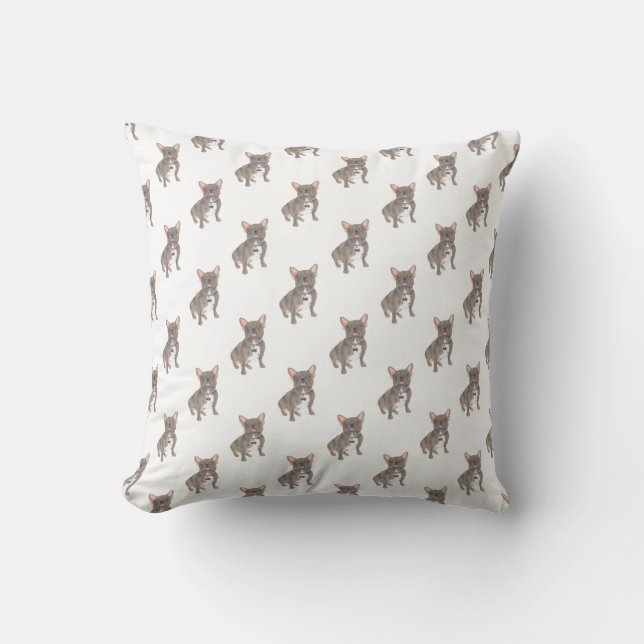 French Bulldog (Blue Grey Silver Chocolate Lilac) Throw Pillow (Front)