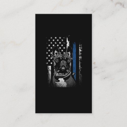 French Bulldog Blue Line American Flag Police Dog Business Card