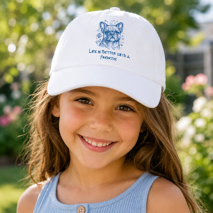 French Bulldog blue lineart doodle frenchie Hat