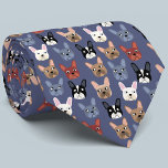 French Bulldog Blue Neck Tie<br><div class="desc">A fun little French Bulldog or Frenchie pattern on a blue background.  Great for all dog lovers,  pet sitters,  dog walkers and veterinarians.  Original art by Nic Squirrell.</div>