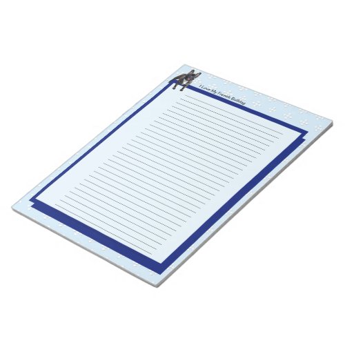 French Bulldog Blue with White Diamondslined Notepad