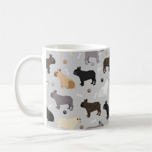 French Bulldog Bones and Paws Gray Coffee Mug