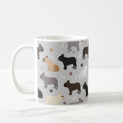 French Bulldog Bones and Paws Gray Coffee Mug