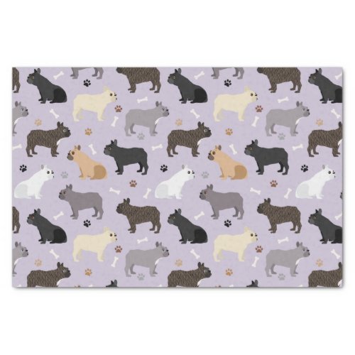 French Bulldog Bones and Paws Purple Tissue Paper