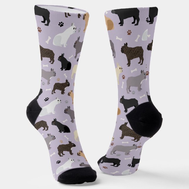 French Bulldog Bones and Paws Socks (Angled)