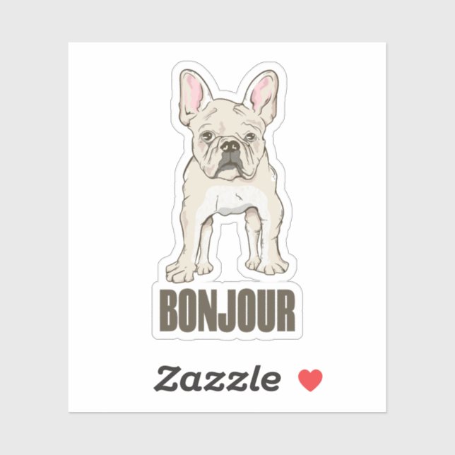 French Bulldog Bonjour Sticker (Sheet)