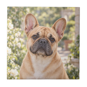 French Bulldog Botanical Portrait Decorative Tile