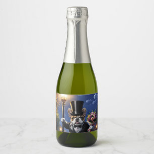 French Bulldog Bouquet Sparkling Wine Label