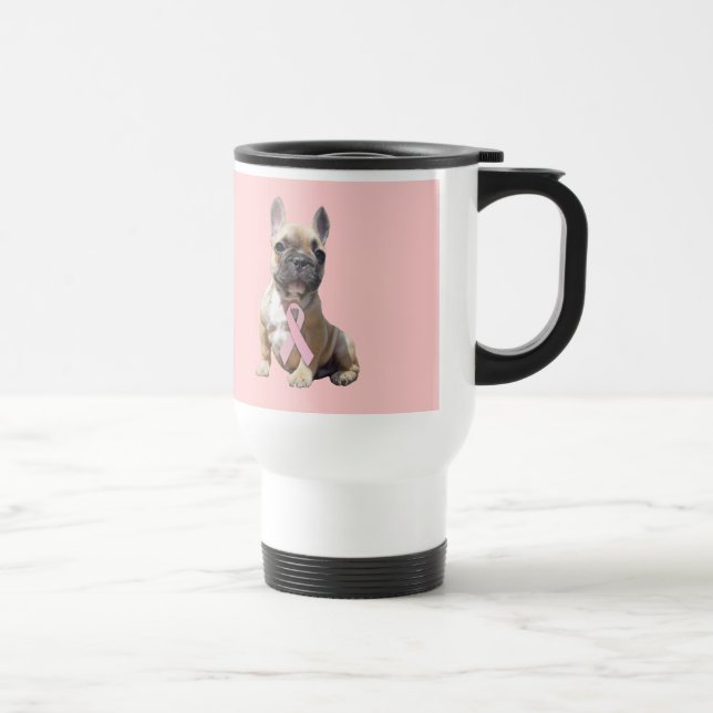 French Bulldog Breast Cancer Travel Mug (Right)