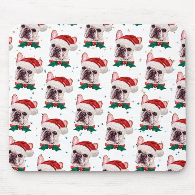 French Bulldog Breed Christmas Dog Pattern Mouse Pad (Front)