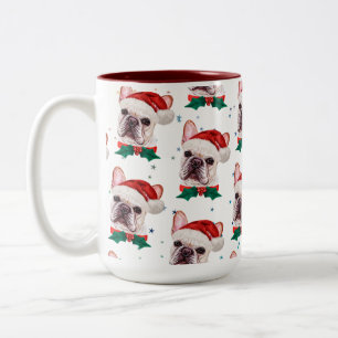 French Bulldog Breed Christmas Dog Pattern Two-Tone Coffee Mug
