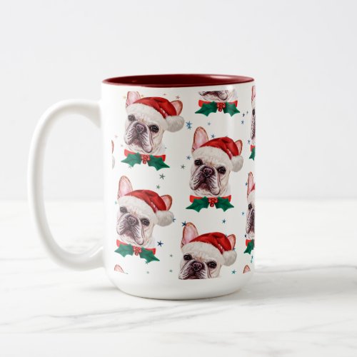 French Bulldog Breed Christmas Dog Pattern Two_Tone Coffee Mug