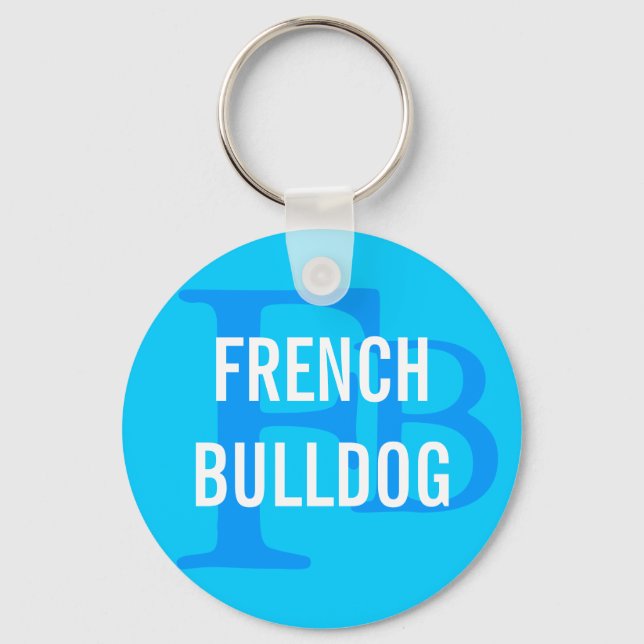 French Bulldog Breed Monogram Design Keychain (Front)