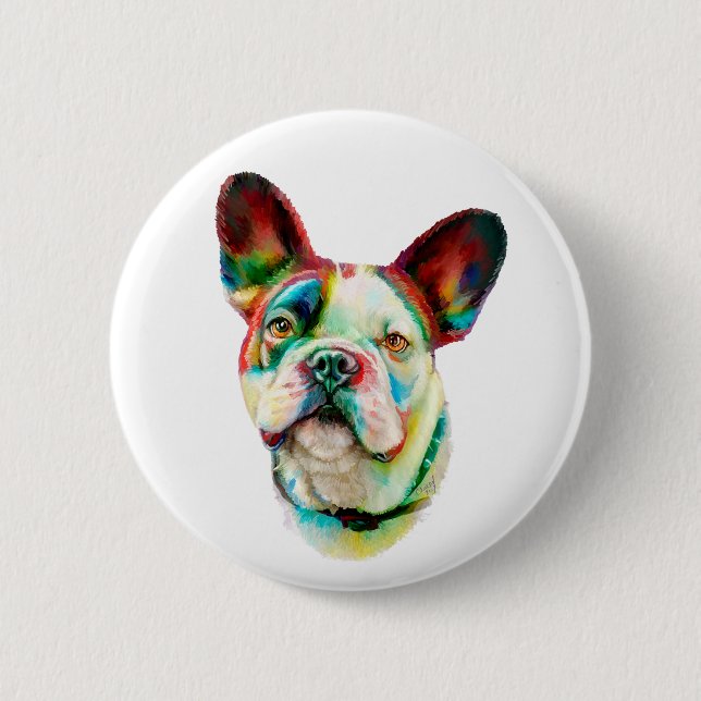 French Bulldog Bright Bust Button (Front)