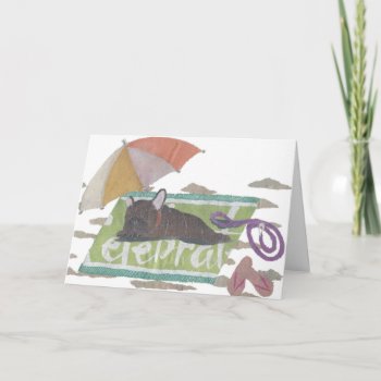 French Bulldog  Brindle Frenchie  Colorful  Beach Card by BlessHue at Zazzle