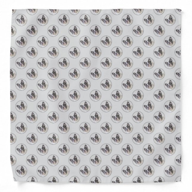 French Bulldog (Brindle Pied) Painting - Dog Art Bandana (Front)