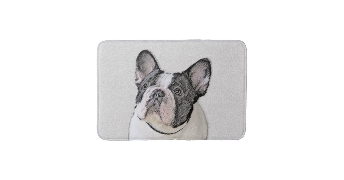 French Bulldog Brindle Pied Painting Dog Art Bath Mat Zazzle Com
