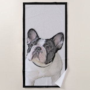 French Bulldog (Brindle Pied) Painting - Dog Art Beach Towel