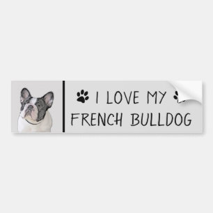 French Bulldog (Brindle Pied) Painting - Dog Art Bumper Sticker