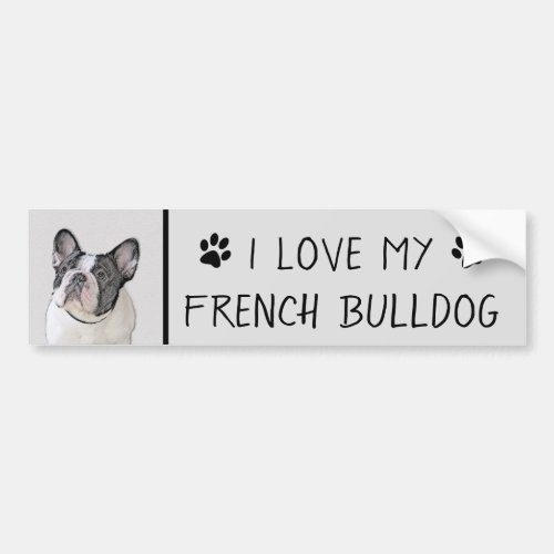 French Bulldog Brindle Pied Painting _ Dog Art Bumper Sticker