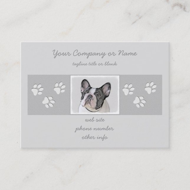 French Bulldog (Brindle Pied) Painting - Dog Art Business Card (Front)