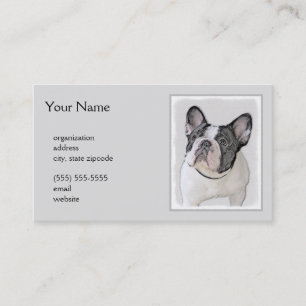 French Bulldog (Brindle Pied) Painting - Dog Art Business Card