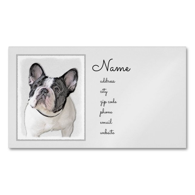 French Bulldog (Brindle Pied) Painting - Dog Art Business Card Magnet (Front)