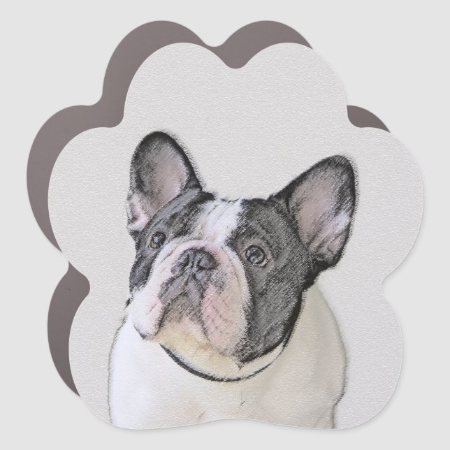 French Bulldog (Brindle Pied) Painting - Dog Art Car Magnet (Front)