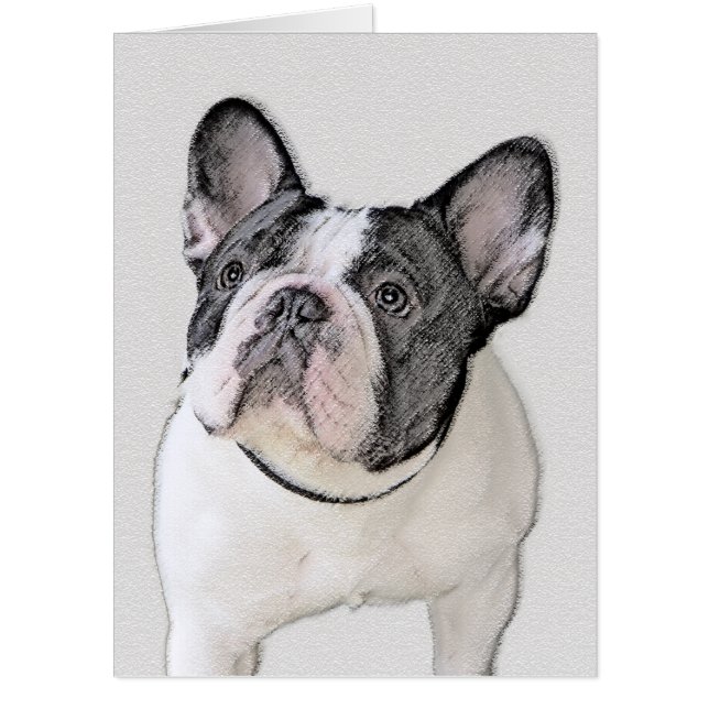 French Bulldog (Brindle Pied) Painting - Dog Art Card (Front)