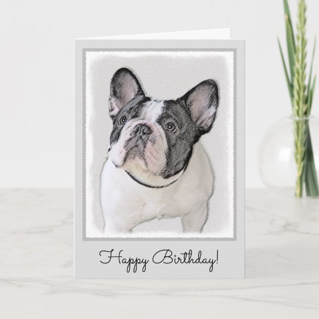 French Bulldog (Brindle Pied) Painting - Dog Art Card (Front)