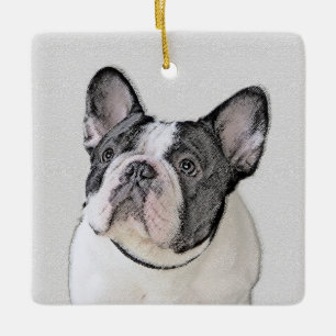French Bulldog (Brindle Pied) Painting - Dog Art Ceramic Ornament