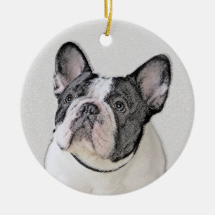 French Bulldog (Brindle Pied) Painting - Dog Art Ceramic Ornament