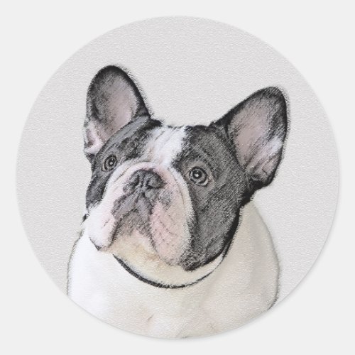 French Bulldog Brindle Pied Painting _ Dog Art Classic Round Sticker