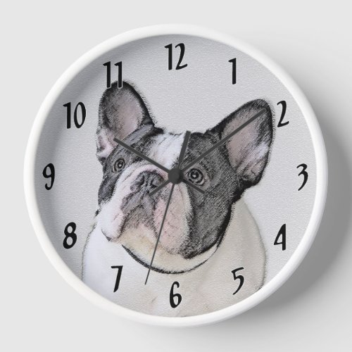 French Bulldog Brindle Pied Painting _ Dog Art Clock