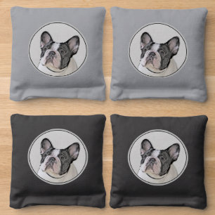 French Bulldog (Brindle Pied) Painting - Dog Art Cornhole Bags