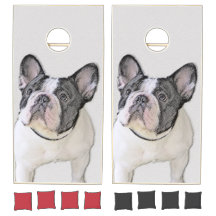 Cornhole Boards Wraps Set Curious French Bulldog