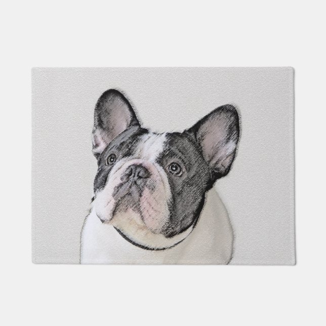 French Bulldog (Brindle Pied) Painting - Dog Art Doormat (Front)
