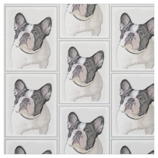 French Bulldog (Brindle Pied) Painting - Dog Art Fabric