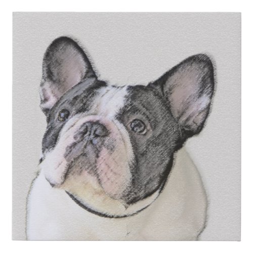 French Bulldog Brindle Pied Painting _ Dog Art Faux Canvas Print