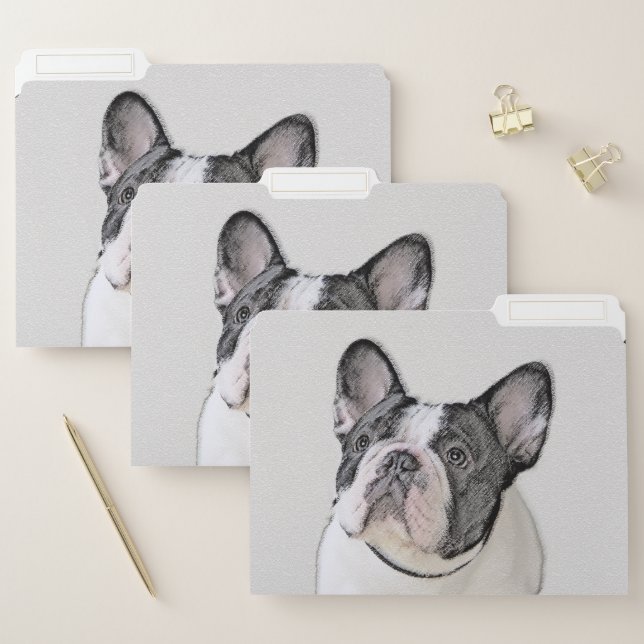 French Bulldog (Brindle Pied) Painting - Dog Art File Folder (Set)