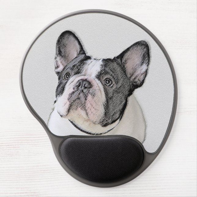 French Bulldog (Brindle Pied) Painting - Dog Art Gel Mouse Pad (Front)