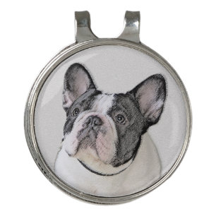 French Bulldog (Brindle Pied) Painting - Dog Art Golf Hat Clip