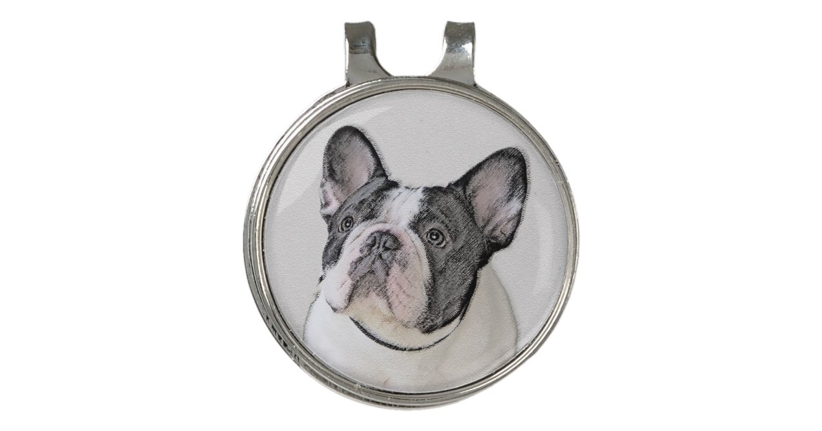 French Bulldog Brindle Pied Painting Dog Art Golf Hat Clip