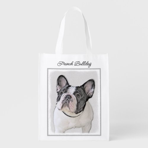 French Bulldog Brindle Pied Painting _ Dog Art Grocery Bag